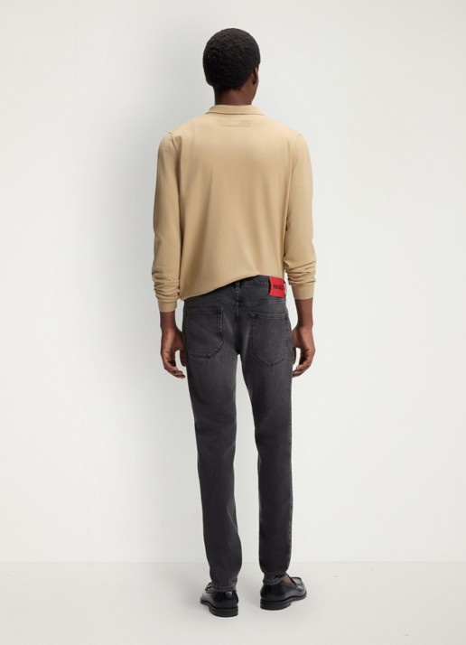 HUGO Slim fit jeans in katoenblend - achterkant dark grey-023 / grijs