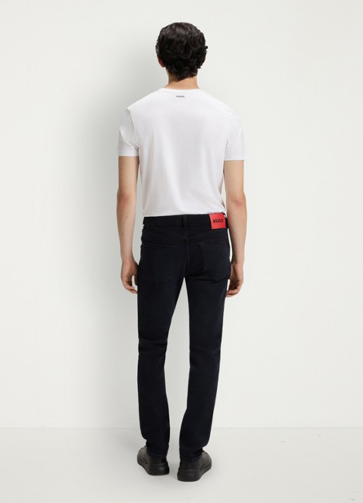 HUGO Slim fit jeans met donkere wassing - achterkant indigo