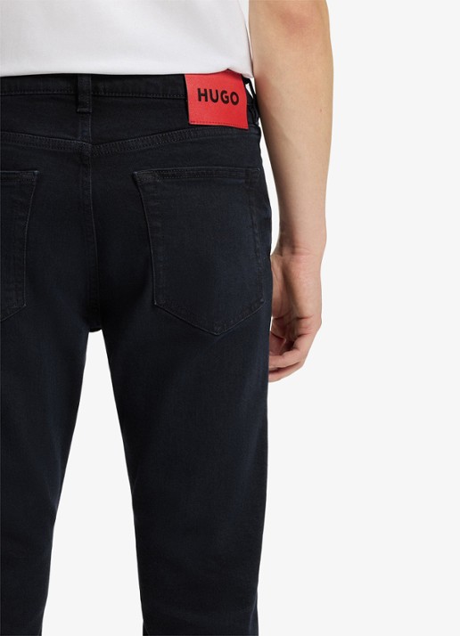 HUGO Slim fit jeans met donkere wassing - detail 6 indigo