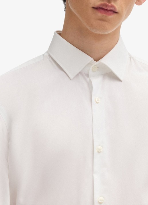 HUGO Slim-fit overhemd in een popeline van gemakkelijk te strijken katoen - detail 4 wit
