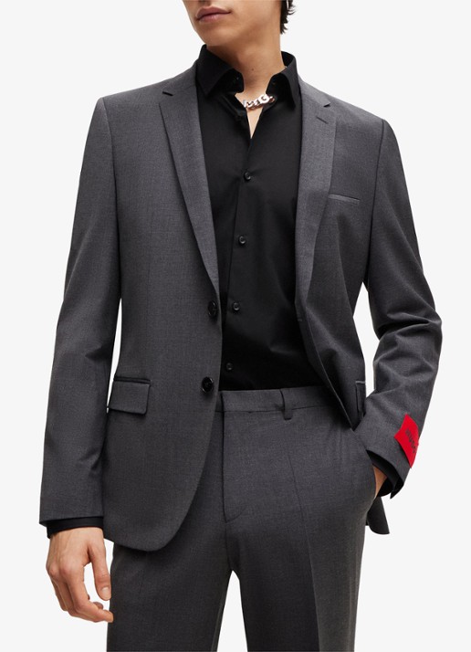 HUGO Slim-fit overhemd in een popeline van gemakkelijk te strijken katoen - detail 4 zwart