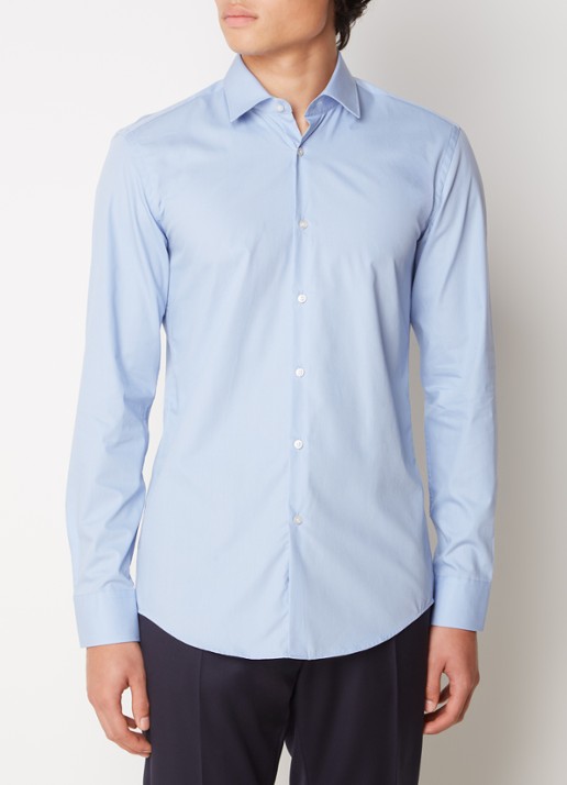 HUGO Slim-fit overhemd in een popeline van gemakkelijk te strijken katoen - detail 3 lichtblauw