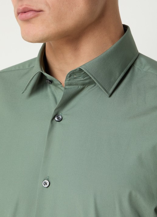 HUGO Slim-fit overhemd in een popeline van gemakkelijk te strijken katoen - detail 5 olijfgroen
