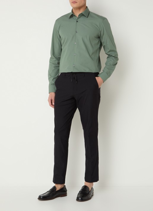 HUGO Slim-fit overhemd in een popeline van gemakkelijk te strijken katoen - voorkant 2 olijfgroen