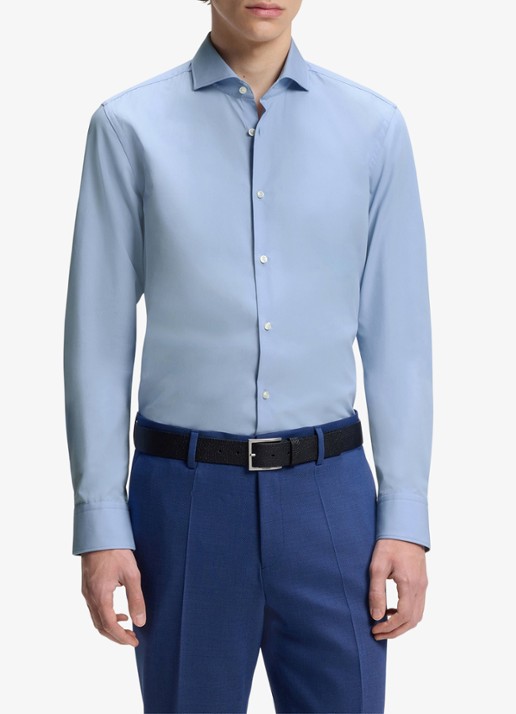 HUGO Slim-fit overhemd van katoen met gespreide kraag - detail 6 lichtblauw