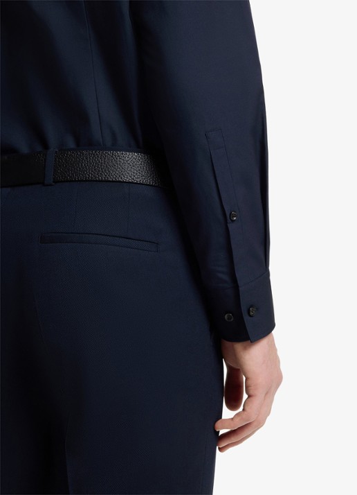 HUGO Slim-fit overhemd van katoen met gespreide kraag - detail 4 donkerblauw