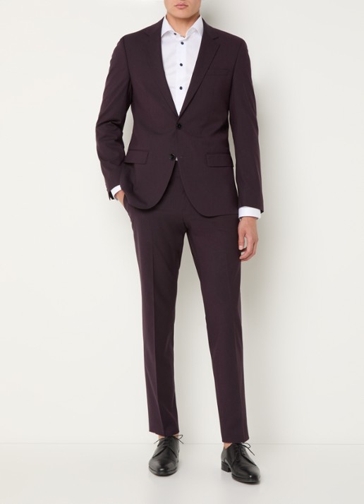 HUGO Slim-fit pak van een wolmix met hoogwaardige stretch - detail 3 aubergine