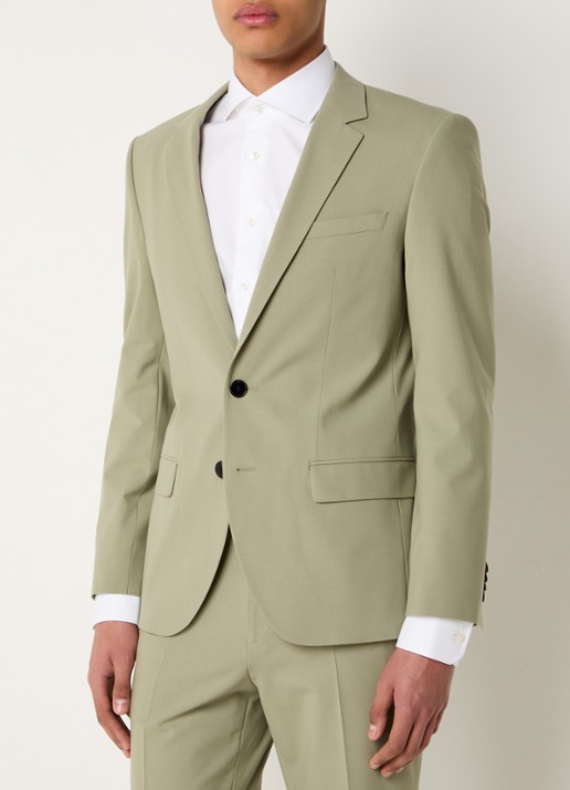 HUGO Slim-fit pak van een wolmix met hoogwaardige stretch - detail 4 mosgroen