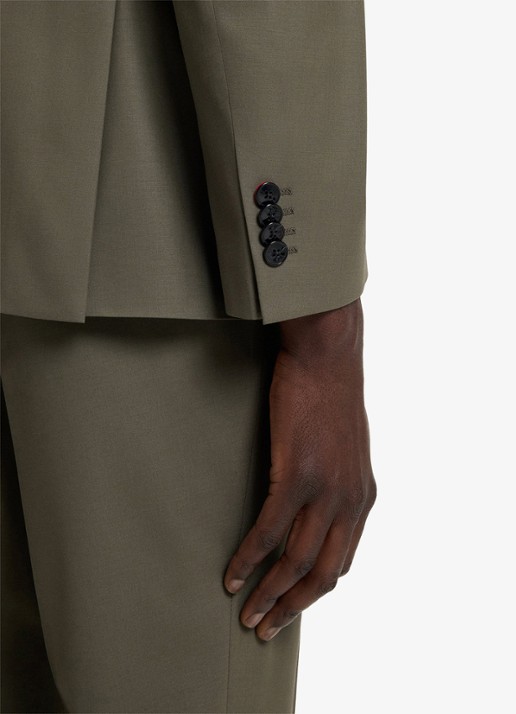 HUGO Slim-fit pak van een wolmix met hoogwaardige stretch - detail 4 donkergroen