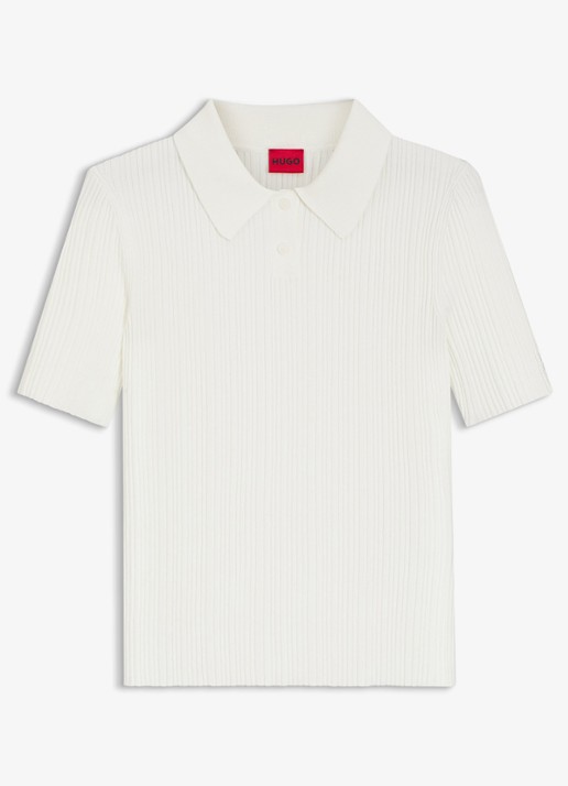HUGO Slim fit polo met structuur - voorkant wit