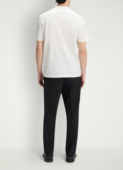 HUGO Slim-fit T-shirt van stretchkatoen met opstaande kraag - achterkant 3 creme