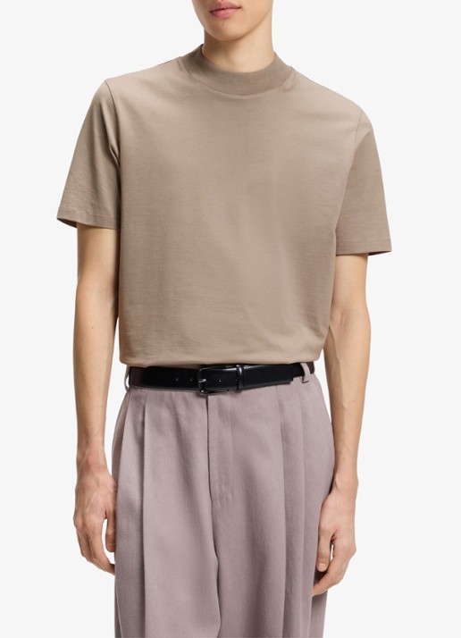 HUGO Slim-fit T-shirt van stretchkatoen met opstaande kraag