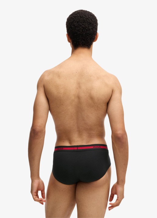 HUGO Slip met logoband in 3-pack - achterkant zwart