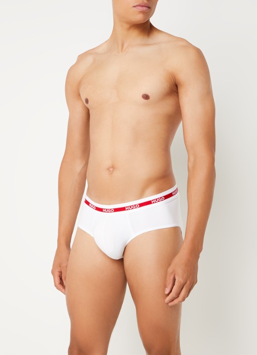 HUGO Slip met logoband in 3-pack - voorkant 3 rood