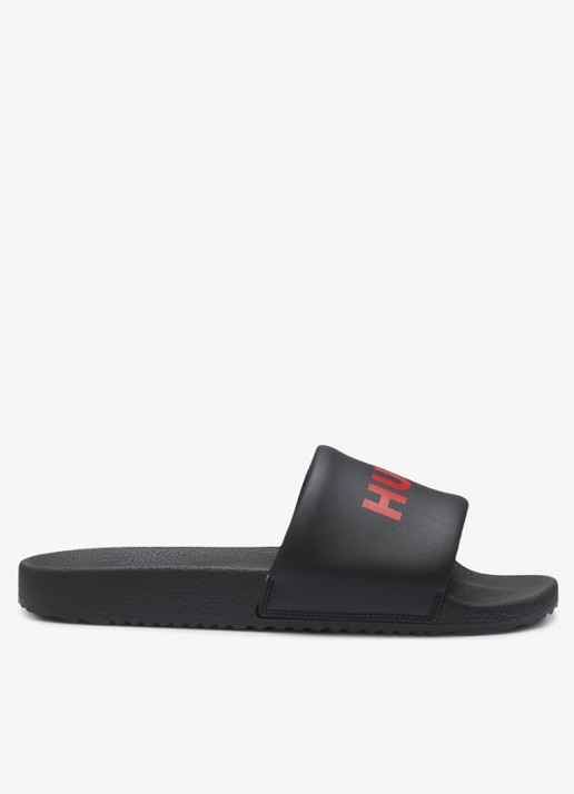 HUGO Slipper met logo - voorkant 3 zwart