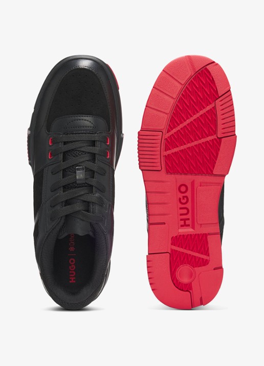 HUGO Sneaker met details van mesh  - achterkant 3 zwart