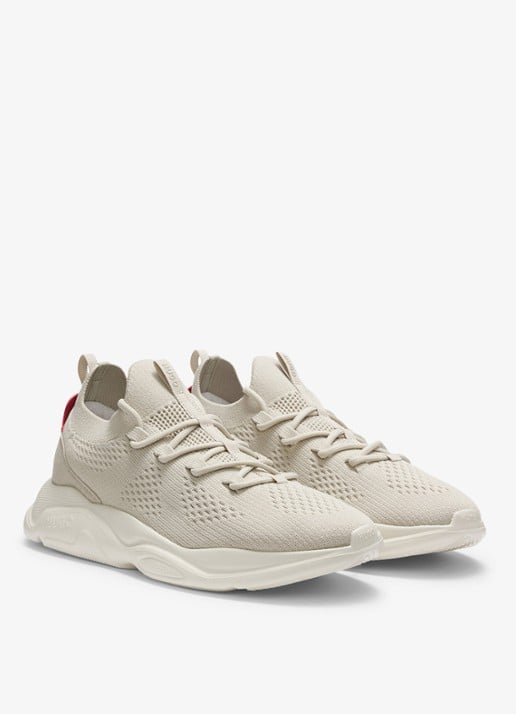 HUGO Sneaker met gebreid bovenwerk - voorkant 2 beige