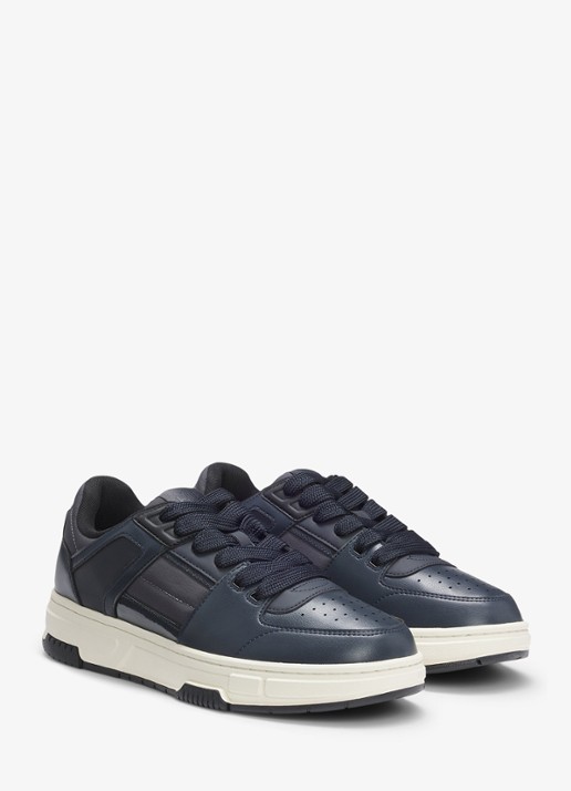 HUGO Sneaker met logo  - voorkant 2 donkerblauw