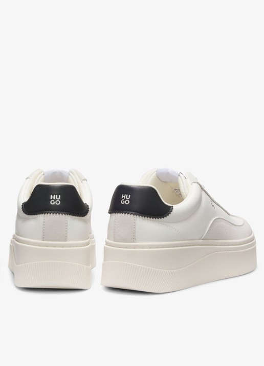 HUGO Sneaker met plateauzool - achterkant 4 open white-127 / wit