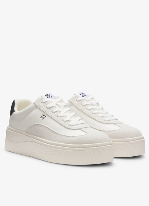 HUGO Sneaker met plateauzool - detail open white-127 / wit