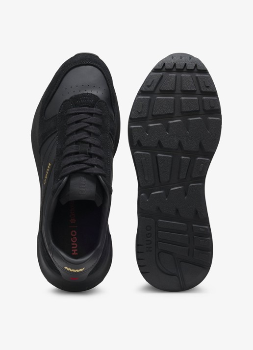 HUGO Sneaker met suède details - detail 2 zwart
