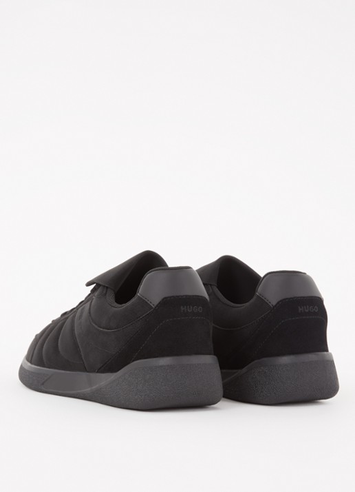 HUGO Sneaker van nubuck met logo - achterkant zwart