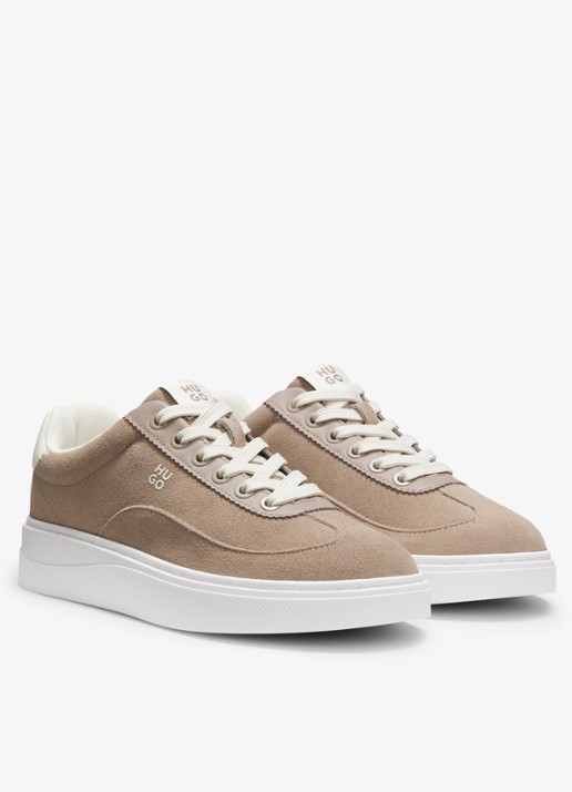 HUGO Sneaker van suède - voorkant 2 beige