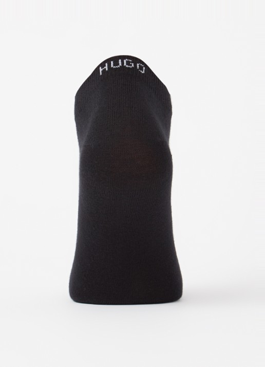 HUGO Sneakersokken met logo in 6-pack  - voorkant 3 black-001 / zwart