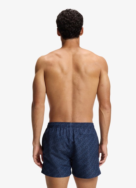 HUGO Sneldrogende zwemshort met logoprint - achterkant 3 donkerblauw