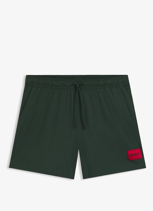 HUGO Sneldrogende zwemshorts met logolabel - voorkant 2 dark green-305 / groen