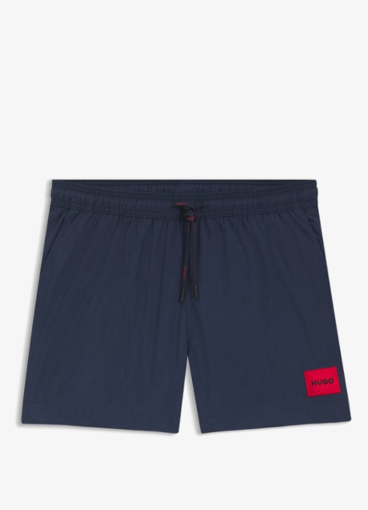 HUGO Sneldrogende zwemshorts met logolabel - voorkant 2 navy-410 / blauw