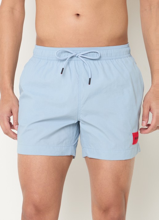 HUGO Sneldrogende zwemshorts met logolabel - detail open blue-483 / blauw