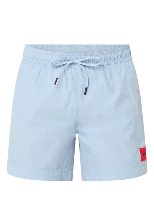 HUGO Sneldrogende zwemshorts met logolabel - voorkant 3 open blue-483 / blauw