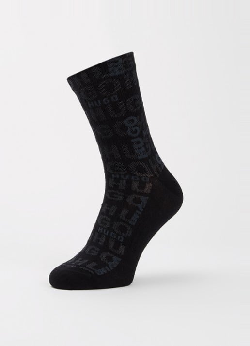 HUGO Sokken in katoenblend in 3-pack - detail zwart