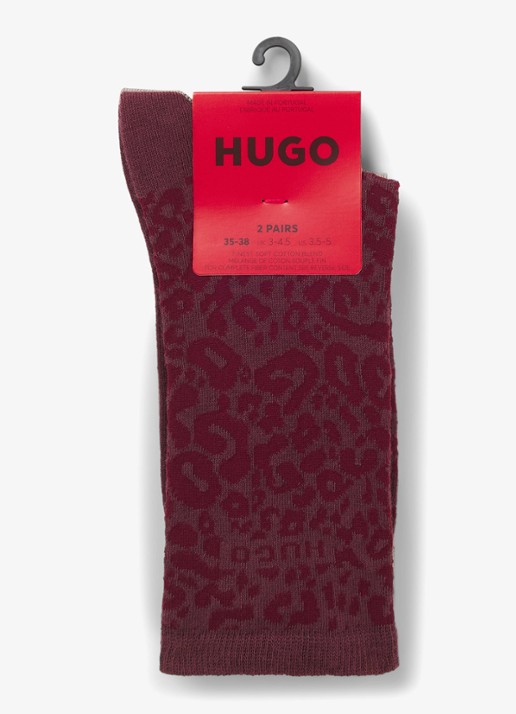 HUGO Sokken in katoenblend met print in 2-pack - detail 3 bordeauxrood