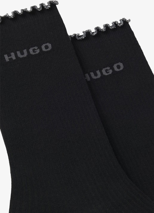 HUGO Sokken met logo in 2-pack - detail zwart