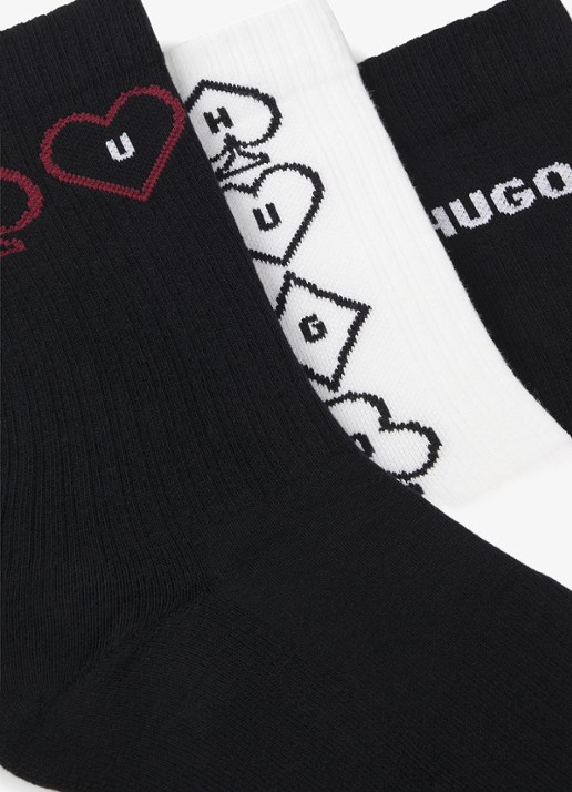 HUGO Sokken met logodessin in 3-pack - detail 2 zwart