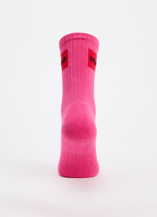 HUGO Sportsokken met logo in 2-pack - voorkant 3 fuchsia