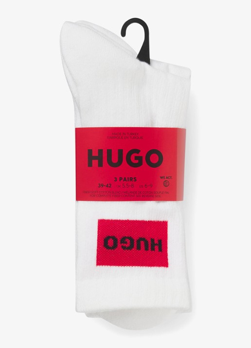 HUGO Sportsokken met logo in 3-pack - voorkant 2 wit