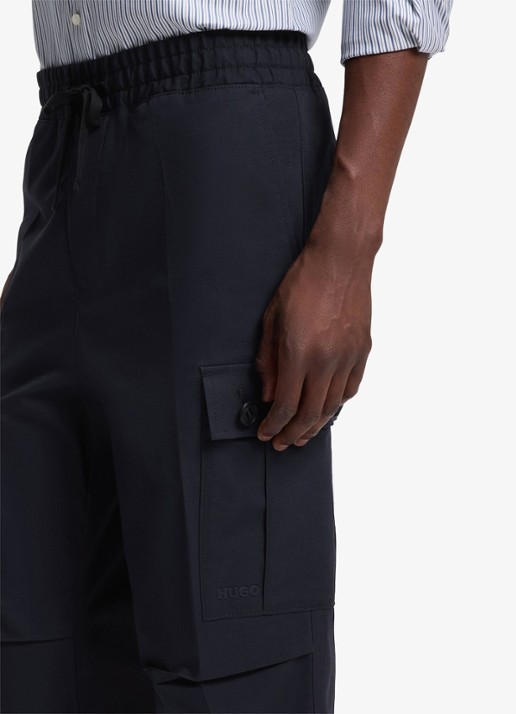 HUGO Straight fit cargobroek met steekzakken - detail 3 blauw