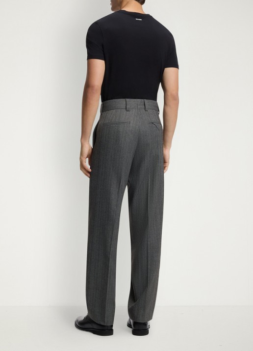 HUGO Straight fit pantalon met structuur - achterkant 4 donkergrijs