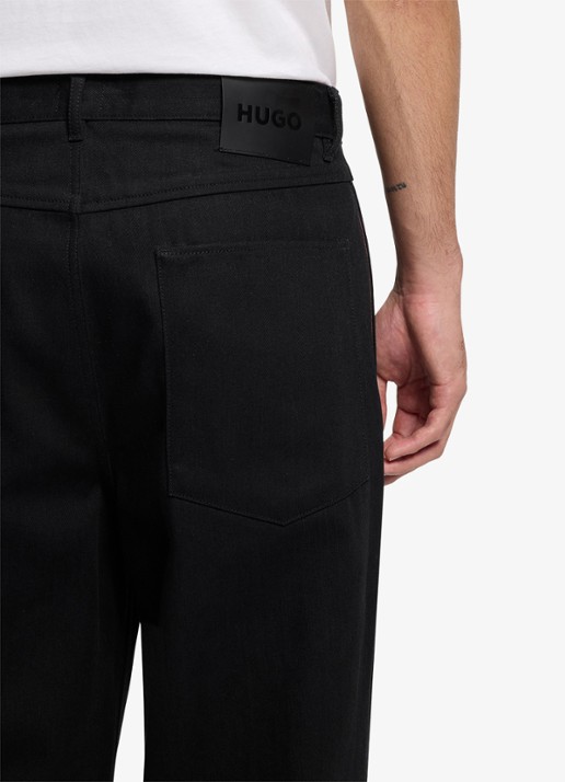HUGO Straight leg jeans met steekzakken - detail 5 zwart