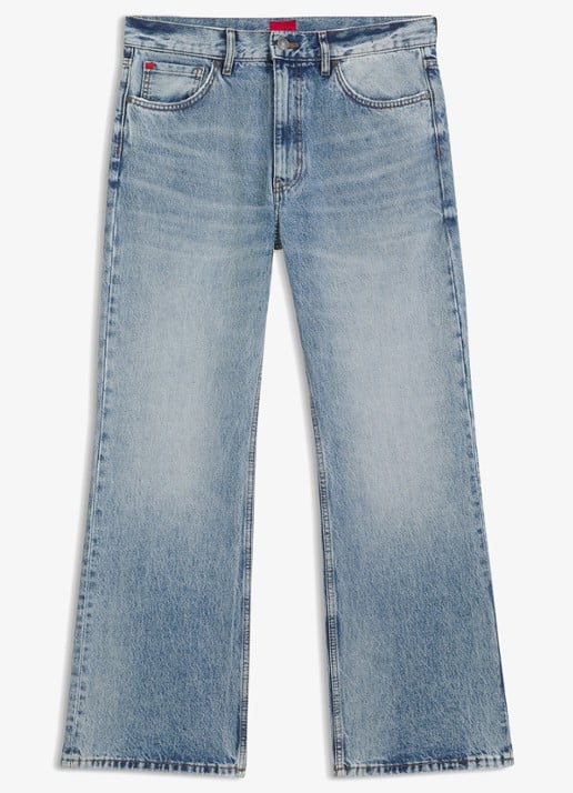 HUGO Straight leg jeans met steekzakken - voorkant denim