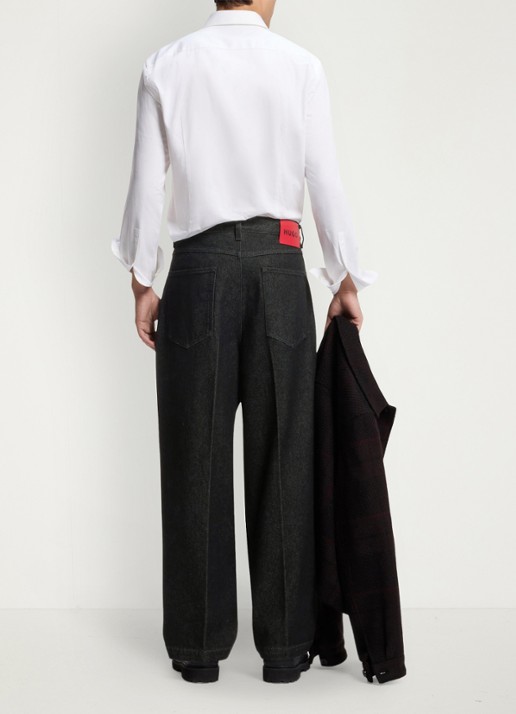 HUGO Straight leg jeans met steekzakken - achterkant zwart