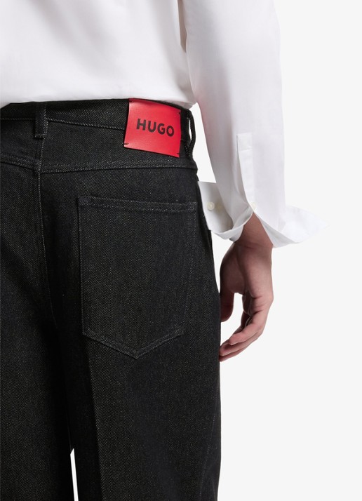 HUGO Straight leg jeans met steekzakken - detail 5 zwart