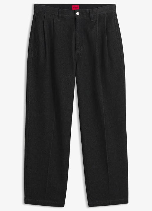HUGO Straight leg jeans met steekzakken - voorkant 2 zwart