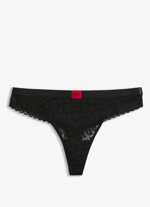 HUGO String met kant - voorkant 5 zwart