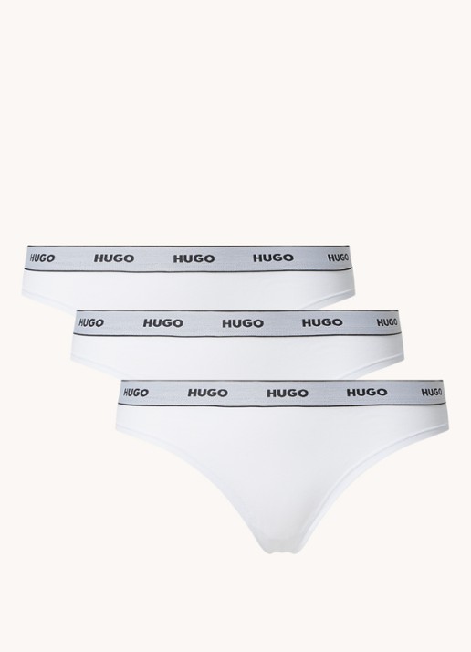 HUGO String met logoband in 3-pack - voorkant 4 wit