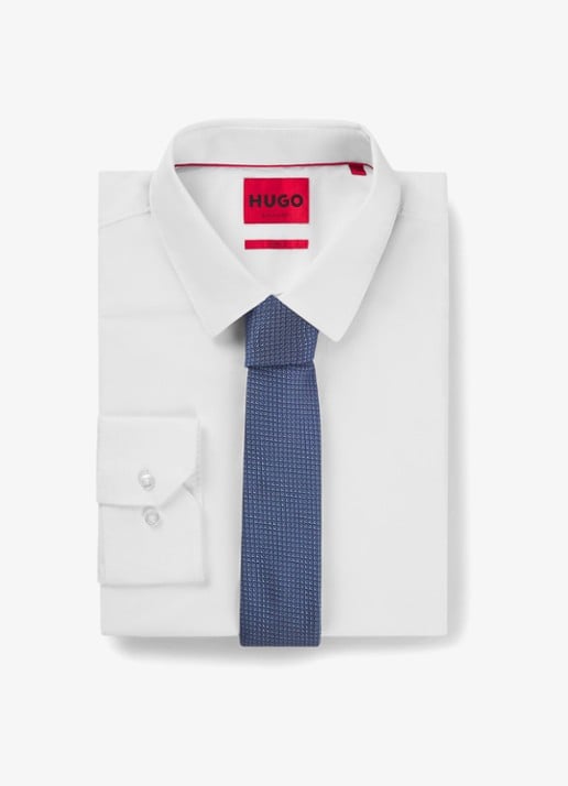 HUGO Stropdas van zijde - detail navy-413 / blauw