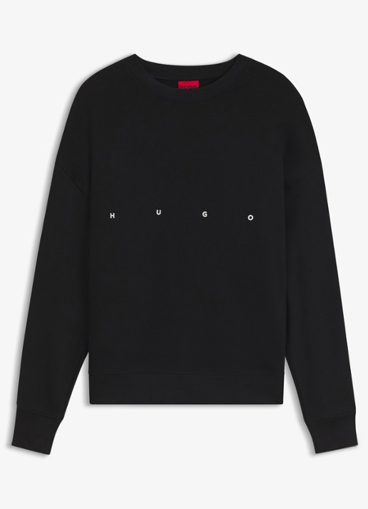 HUGO Sweater met logo - voorkant zwart